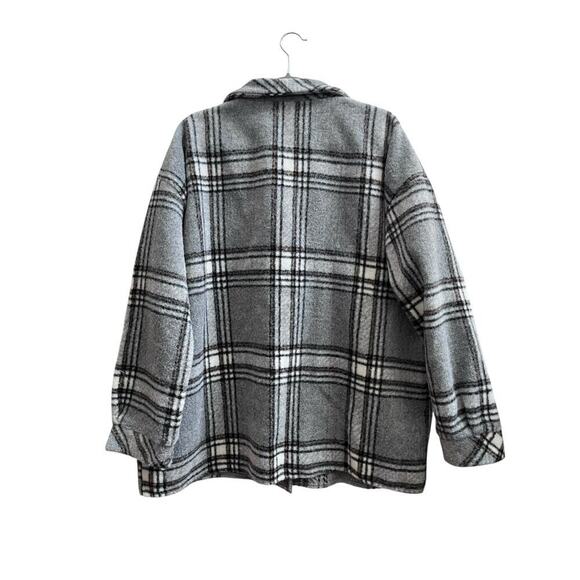Missguided Gray Plaid Pocket Button Shacket Jacket Size 12/0XL - Picture 4 of 10